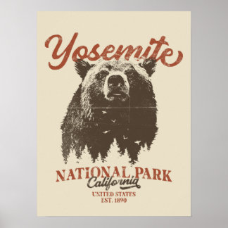 ヨセミテグリズリーベアーカリフォルニア国立公園 ポスター