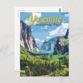 ヨセミテナショナルパークイラストレーショントラベルアート ポストカード (正面/裏面)
