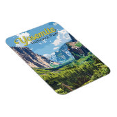 ヨセミテナショナルパークイラストレーショントラベルアート マグネット (右側)