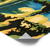 ヨセミテナショナルパークイラストレーションレトロエステティ ポスター (角)