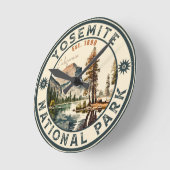 ヨセミテナショナルパークウォーターカラーハーフドームヴィンテージ ラウンド壁時計 (傾斜)
