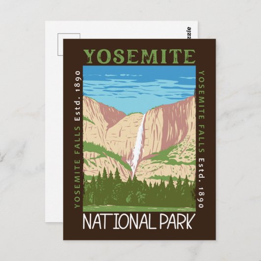 ヨセミテナショナルパークウォーターフォール動揺してレトロ ポストカード (正面/裏面)