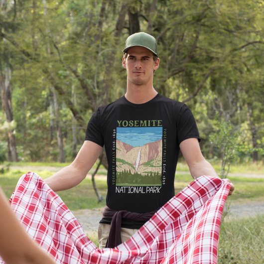 ヨセミテナショナルパークウォーターフォール動揺してレトロ Tシャツ