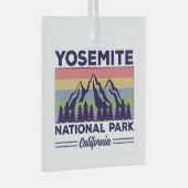 ヨセミテナショナルパークカリフォルニアレトロハイキング ガラスオーナメント (正面右)