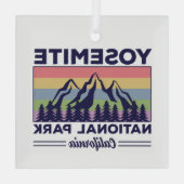 ヨセミテナショナルパークカリフォルニアレトロハイキング ガラスオーナメント (裏面)