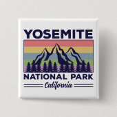 ヨセミテナショナルパークカリフォルニアレトロハイキング 缶バッジ (正面)