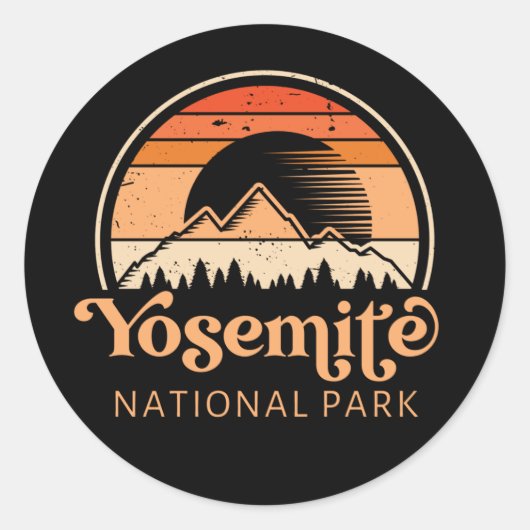 ヨセミテナショナルパークカリフォルニアレトロヴィンテージ ラウンドシール (正面)