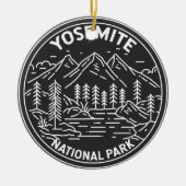 ヨセミテナショナルパークカリフォルニアヴィンテージモノリン セラミックオーナメント (正面)
