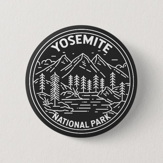 ヨセミテナショナルパークカリフォルニアヴィンテージモノリン 缶バッジ (正面)