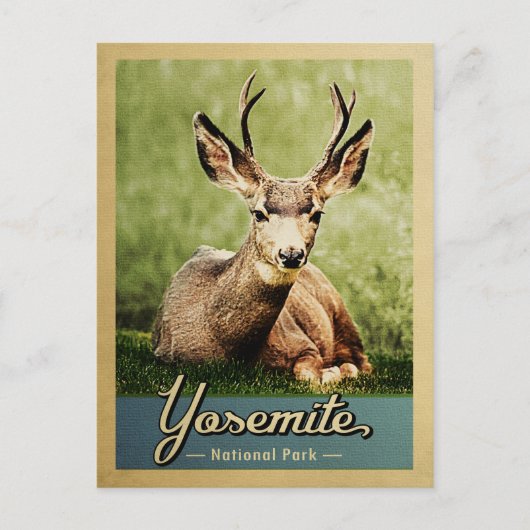 ヨセミテナショナルパークディアヴィンテージトラベル ポストカード (正面)