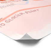 ヨセミテナショナルパークマップイラストレーションピンク ポスター (角)