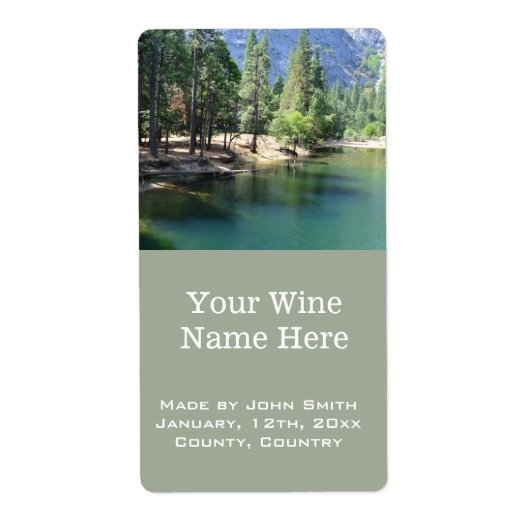 ヨセミテナショナルパークランドスケープ写真ワイン ラベル (正面)