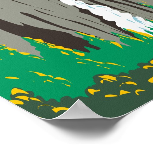 ヨセミテナショナルパークリボン滝カリフォルニア ポスター (角)