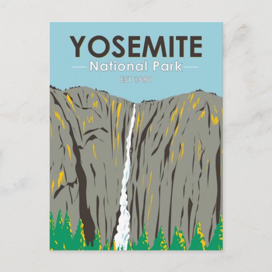 ヨセミテナショナルパークリボン滝カリフォルニア ポストカード (正面)