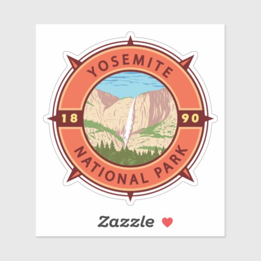 ヨセミテナショナルパークレトロコンパスエンブレム シール (シート)