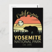 ヨセミテナショナルパークレトロサンセットマウンテン ポストカード (正面/裏面)