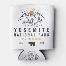 ヨセミテナショナルパークレトロサンセットマウンテン 缶クーラー