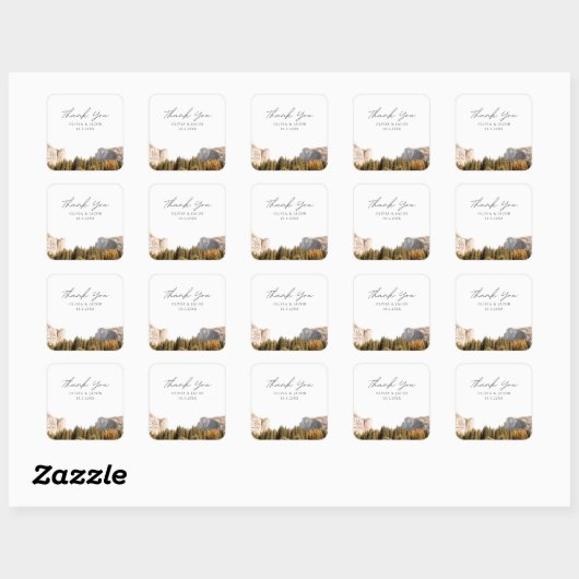 ヨセミテナショナルパーク結婚式の引き出物サンキュー スクエアシール (シート)