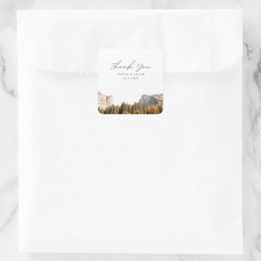 ヨセミテナショナルパーク結婚式の引き出物サンキュー スクエアシール (バッグ)