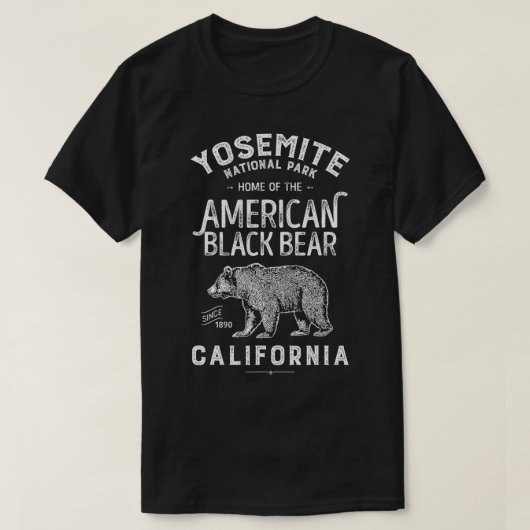 ヨセミテナショナルパークTカリフォルニアベアヴィンテージ Tシャツ (デザイン正面)