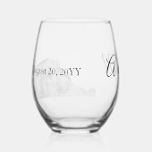 ヨセミテハーフドームサンセットイニシャル結婚ズ ステムなしワイングラス (正面)
