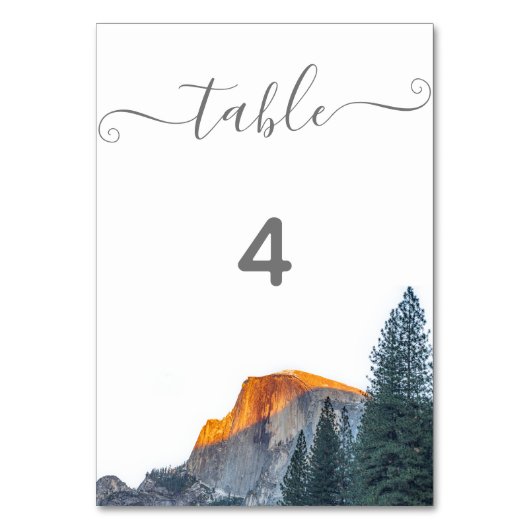 ヨセミテハーフドーム結婚サンセット テーブルナンバー (正面)