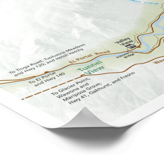 ヨセミテバレーの地図のポスター ポスター (角)