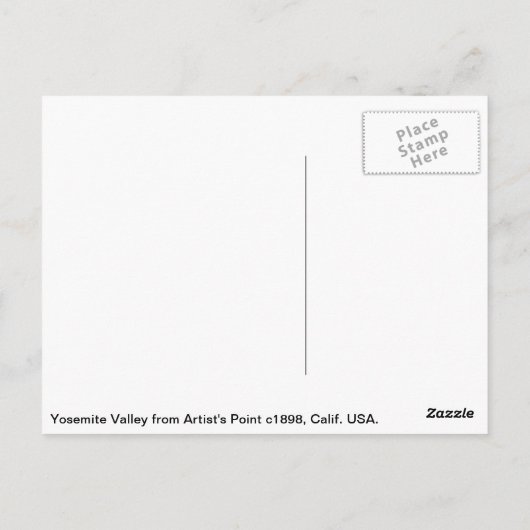 ヨセミテバレーパノラマ,ヴィンテージカリフォルニア ポストカード (裏面)