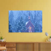 ヨセミテバレー歴史地区のチャペル 大雪の キャンバスプリント (インサイチュ (リビング))