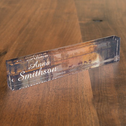 ヨセミテレイクディアワイルドライフデスクネームプレート デスクネームプレート (側面)