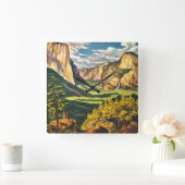 ヨセミテヴィンテージトラベルアート スクエア壁時計 (ホーム)