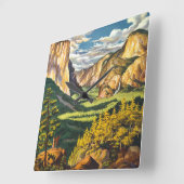 ヨセミテヴィンテージトラベルアート スクエア壁時計 (傾斜)