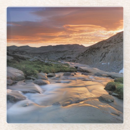 ヨセミテ上の山脈波 ガラスコースター (正面)