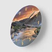 ヨセミテ上の山脈波 ラウンド壁時計 (傾斜)