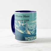 ヨセミテ冬のレトロ:ハーフドームと雪の峰 マグカップ (正面左)
