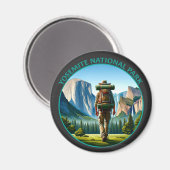 ヨセミテ国立公園のハイカー マグネット (正面/裏面)