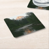 ヨセミテ国立公園のハーフドームサンセット スクエアペーパーコースター (アングル)