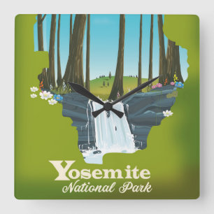 ヨセミテ国立公園のバケーション ポスター スクエア壁時計
