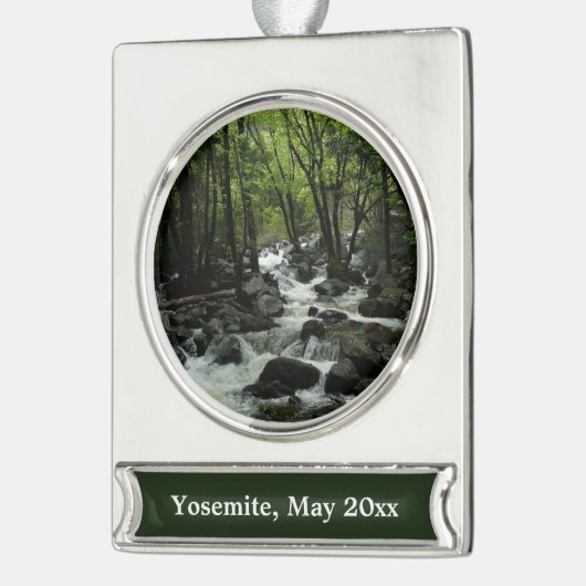 ヨセミテ国立公園のブリダルヴェイルクリーク シルバープレートバナーオーナメント (左)