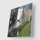 ヨセミテ国立公園のヴェルナル滝I スクエア壁時計 (傾斜)