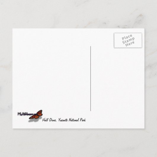 ヨセミテ国立公園の片側からハーフドーム ポストカード (裏面)