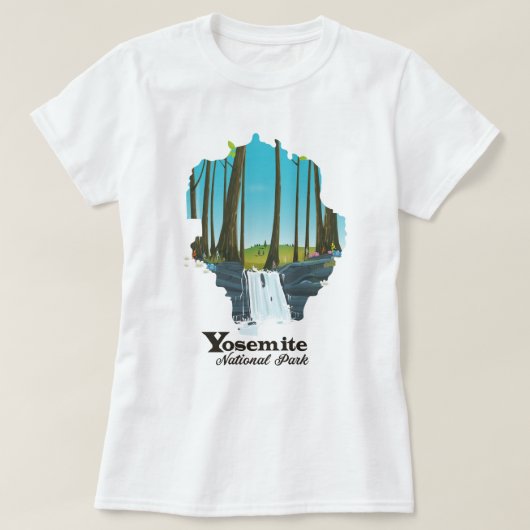 ヨセミテ国立公園の米国の地図 Tシャツ (デザイン正面)