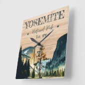 ヨセミテ国立公園ウォーターカラーハーフドームサンセット スクエア壁時計 (傾斜)