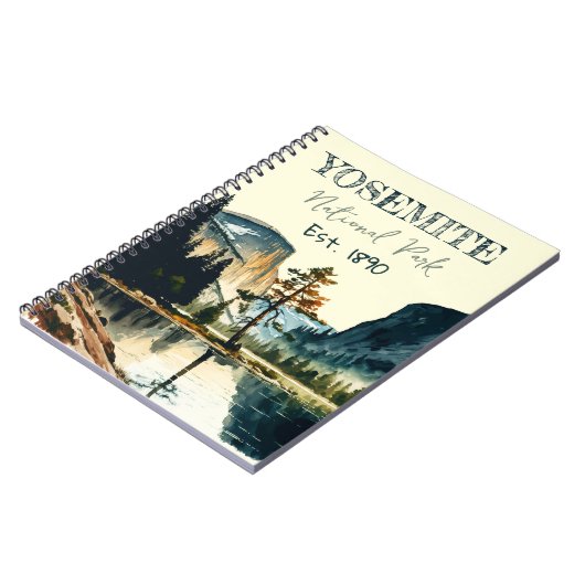 ヨセミテ国立公園ウォーターカラーハーフドームサンセット ノートブック (左側)