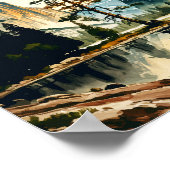 ヨセミテ国立公園ウォーターカラーハーフドームサンセット ポスター (角)