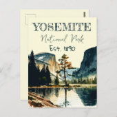 ヨセミテ国立公園ウォーターカラーハーフドームサンセット ポストカード (正面/裏面)
