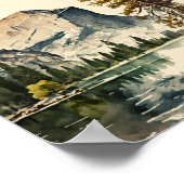 ヨセミテ国立公園ウォーターカラーハーフドーム ポスター (角)