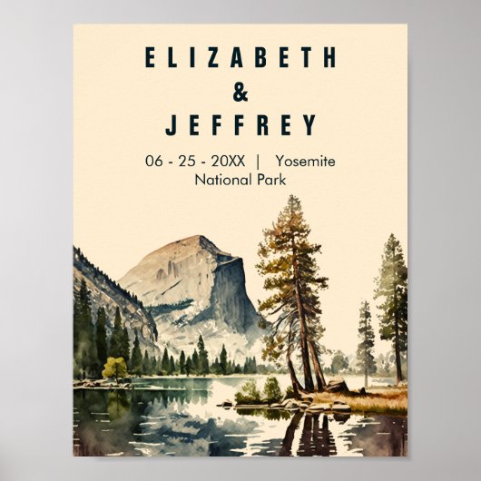 ヨセミテ国立公園ウォーターカラーハーフドーム ポスター (正面)