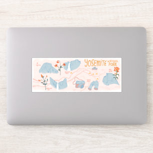 ヨセミテ国立公園カリフォルニアの図解入りの、写真付きの地図 シール