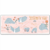 ヨセミテ国立公園カリフォルニアの図解入りの、写真付きの地図 シール (正面)